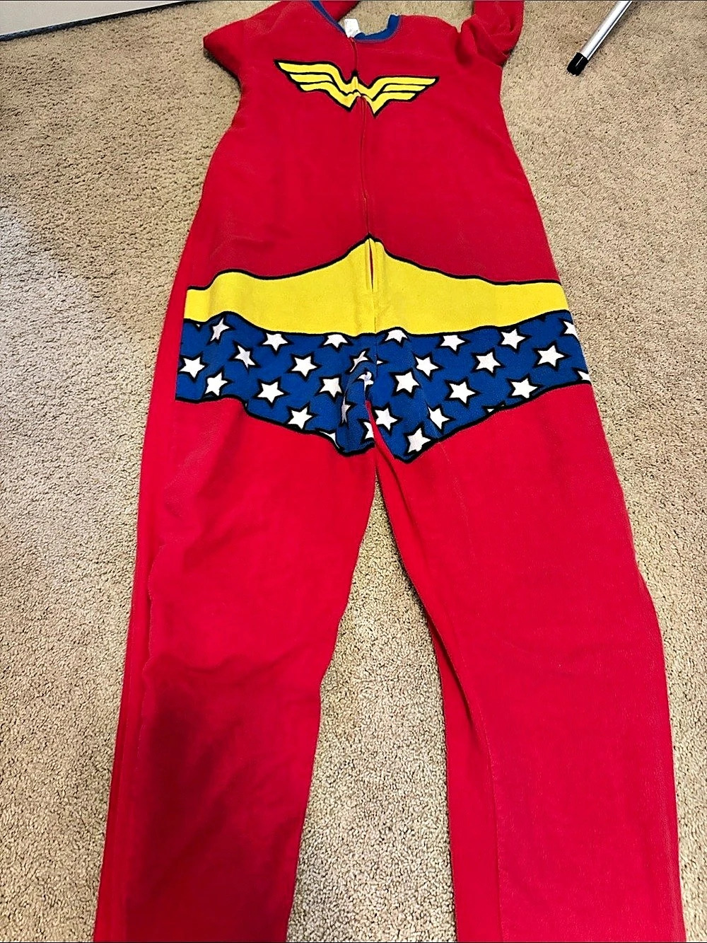 DC Comics Wonder Woman Fleece Union Suit Pajama Red & Blue Women’s Medium